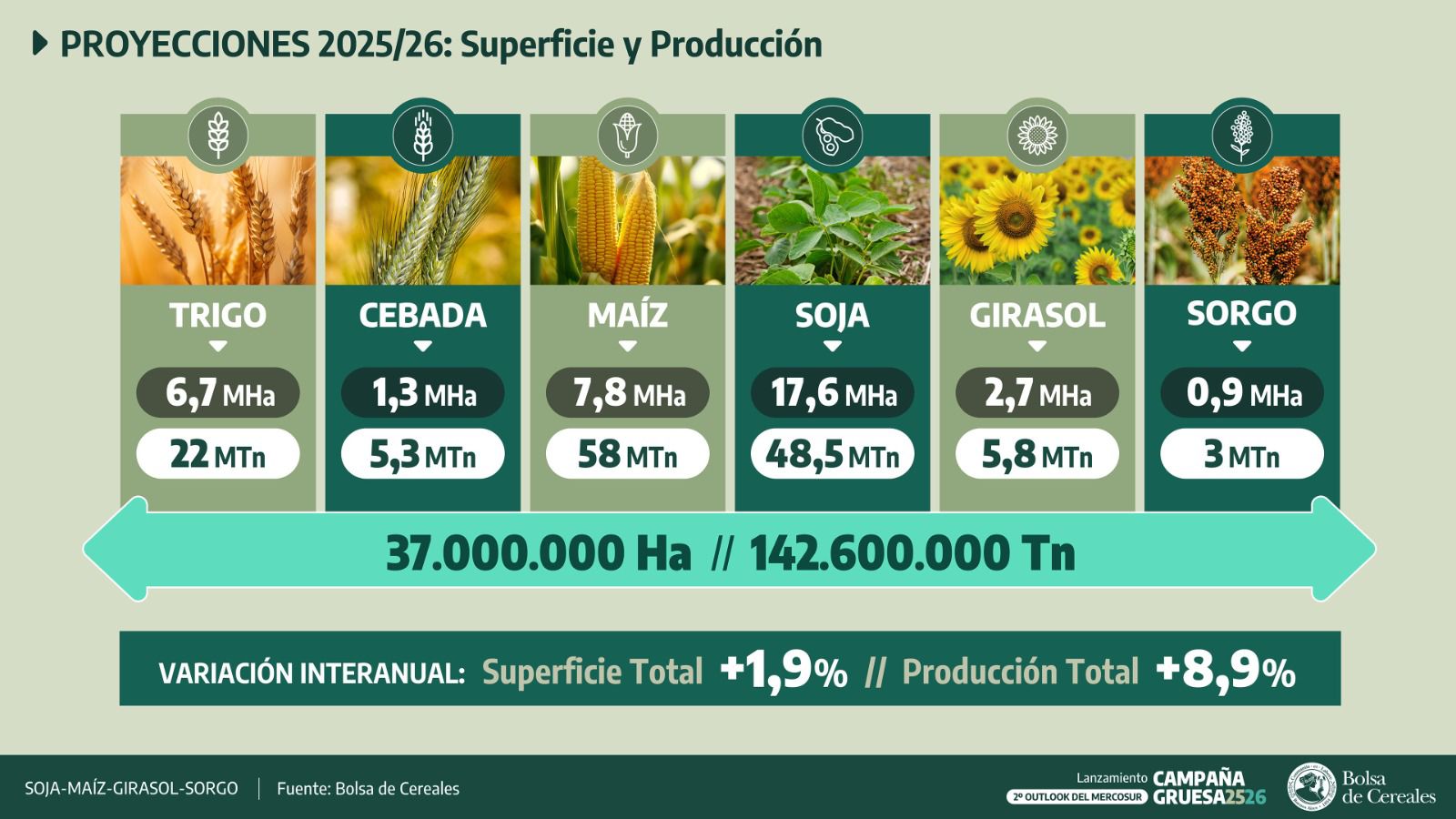Si el clima sigue acompañando, la cosecha 2025/26 podría ser récord: 142,6 millones de toneladas 4 proyeccion cosecha